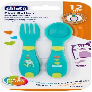 Chicco First Baby Cutlery Neutral, 12 Months+