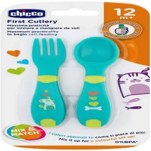 Chicco First Baby Cutlery Neutral, 12 Months+