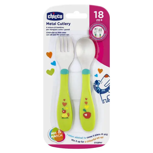 Chicco Metal Cutlery 18M+ Girl Neutral - Image 2
