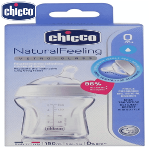 Chicco Natural Feeling Glass Feeding Bottle 150 Ml 0 Month +