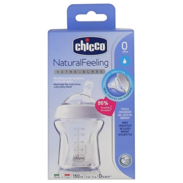 Chicco Natural Feeling Glass Feeding Bottle 150 Ml 0 Month + - Image 2