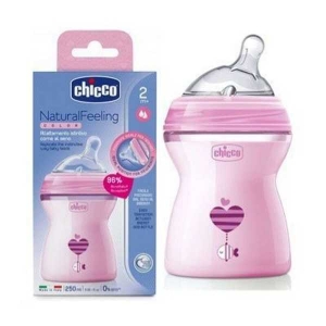 Chicco Natural Feeling Regular Flow Feeding Bottle Pink 250ml 2M+