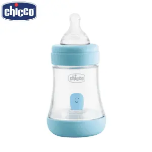 Chicco Perfect 5 150ml Biofunctional Feeding Bottle, Advanced Anti-Colic System, BPA Free, Hygienic Silicone Teat (Blue)