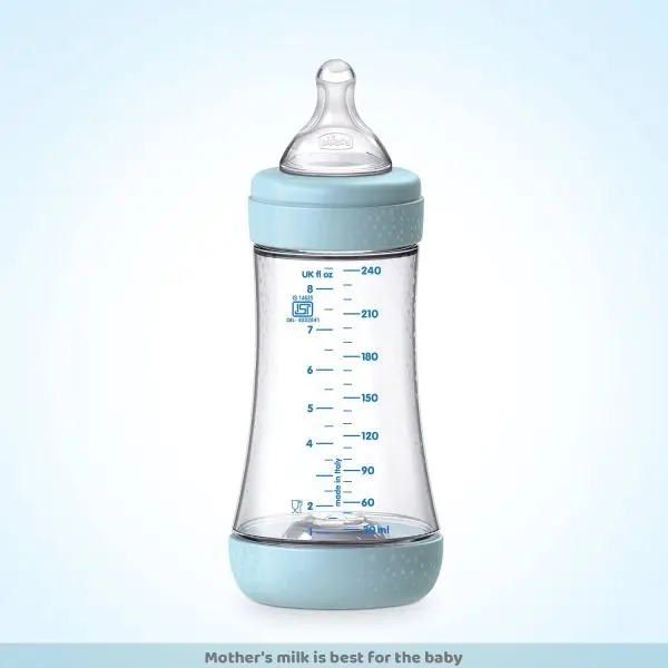Chicco Perfect 5 240ml Biofunctional Feeding Bottle, Advanced Anti-Colic System, BPA Free, Hygienic Silicone Teat (Blue) - Image 4