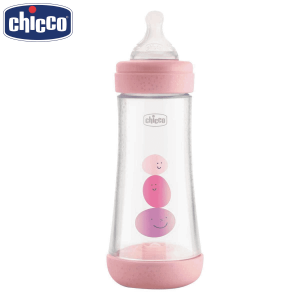 Chicco Perfect 5 300ml Biofunctional Feeding Bottle, Advanced Anti-Colic System, BPA Free, Hygienic Silicone Teat (Pink)