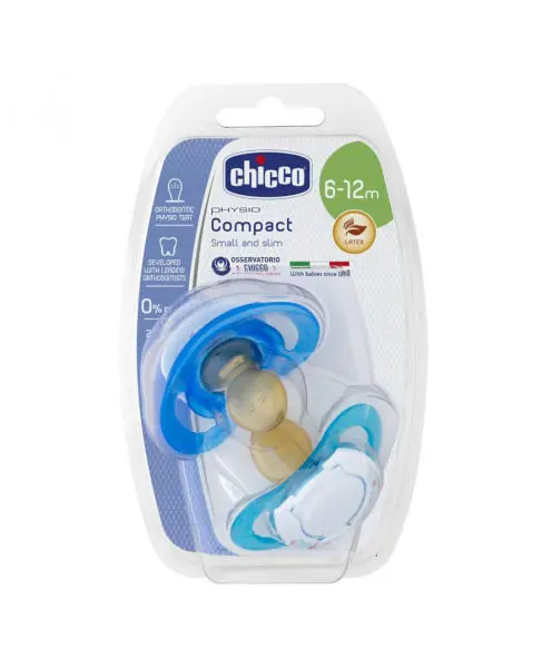 Chicco Soother Compact Blue Ltx6-12/6-16M 2Pcb