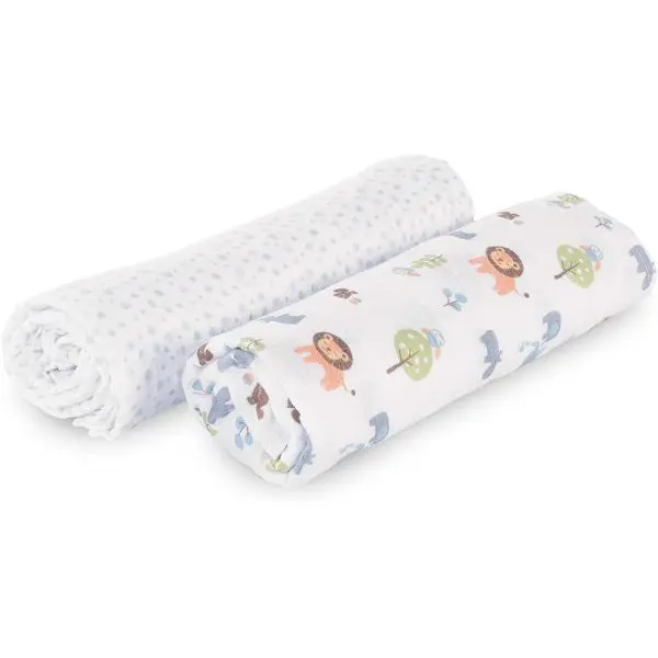 Chicco Swaddles Set 2Pcs Light Grey Animals - Image 2