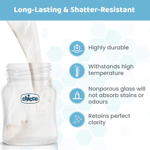 Chicco Well-Being Glass Feeding Bottle (120ml, Slow Flow) - Image 4