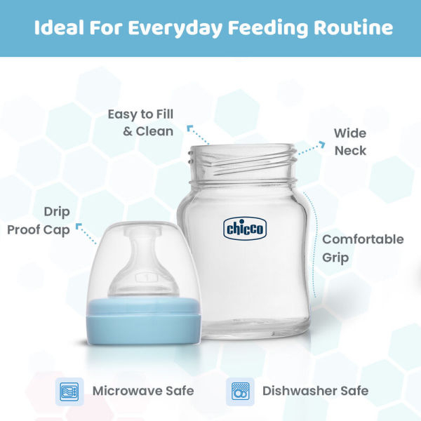 Chicco Well-Being Glass Feeding Bottle (120ml, Slow Flow) - Image 5