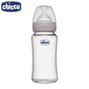 Chicco Well-Being Glass Feeding Bottle (240ml, Medium Flow) (Neutral)