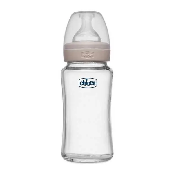 Chicco Well-Being Glass Feeding Bottle (240ml, Medium Flow) (Neutral) - Image 2