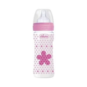 Chicco wellbeing feeding bottle pink 330 ml
