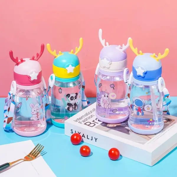 Children Straw Water Bottle Drinking Anti Fall Leakproof Portable - Image 3