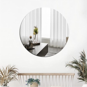 Circle Shaped Acrylic Mirror Sticker Wall Self-adhesive Home Bedroom Dormitory Glass Free Punching Whole Body Soft (30*30cm)