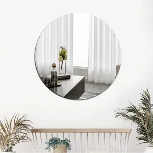 Circle Shaped Acrylic Mirror Sticker Wall Self-adhesive Home Bedroom Dormitory Glass Free Punching Whole Body Soft (30*30cm)