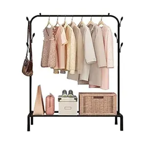 Coat Rack And Clothes Hanger Stand With Side Hooks And Bottom Shelves (Requires Self Assembly) - Clothes Hangers
