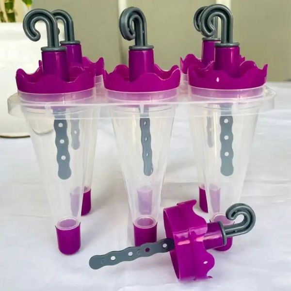 Colorful Umbrella-Style Ice Cream Pop Mold - Easy-Clean Silicone Popsicle Maker Tray for Frozen Desserts - Image 2