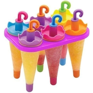 Colorful Umbrella-Style Ice Cream Pop Mold - Easy-Clean Silicone Popsicle Maker Tray for Frozen Desserts