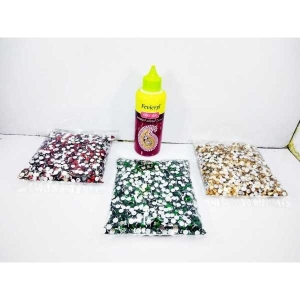 Combo Eshoppee Resin / Chandla / Rhinestone Stones for Jewellery Making kit Art and Crafts Materials for Necklace Bracelet Earring Making Materials DIY kit Set of 3 Colours with Fabric Glue