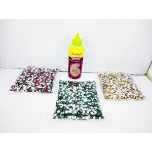 Combo Eshoppee Resin / Chandla / Rhinestone Stones for Jewellery Making kit Art and Crafts Materials for Necklace Bracelet Earring Making Materials DIY kit Set of 3 Colours with Fabric Glue