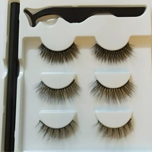 Combo Of 3 Pairs Thick, Medium and Thin False Eyelashes - Makeup Tools