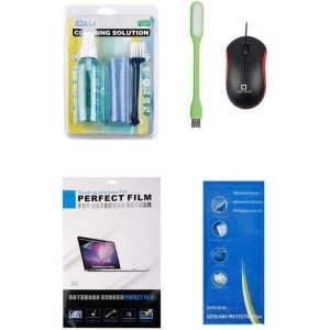 Combo Of Screen Guard + Keyboard Guard + Usb Mouse + Led Light + Cleaning Kit For 14.6" Laptop
