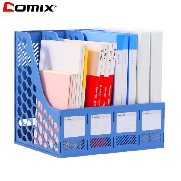 Comix Magazine File Holder Sturdy Plastic Desk Organizers and Storage File 4 Compartments 1 Pcs Pack By Mitrata. - Image 2