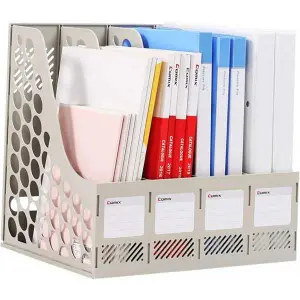 Comix Magazine File Holder Sturdy Plastic Desk Organizers and Storage File 4 Compartments 1 Pcs Pack By Mitrata.