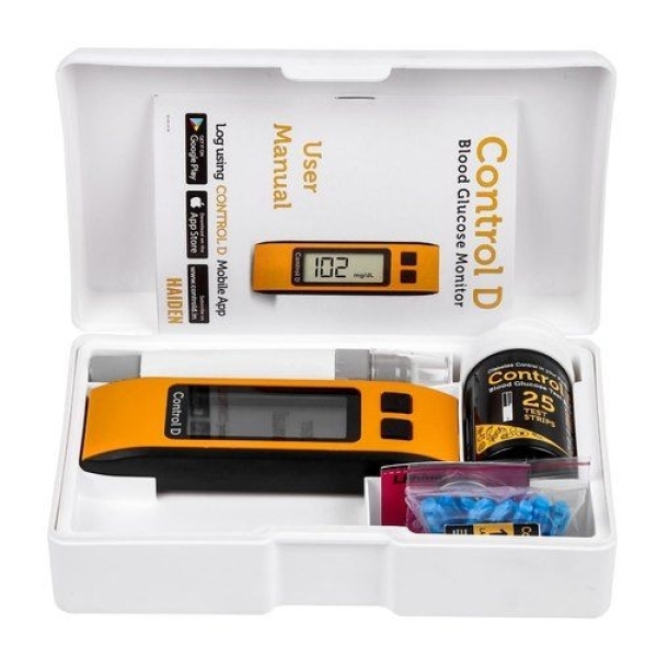 CONTROL D Digital Blood Glucose Monitor With 25 Test Strips - Diabetes / Sugar Management Glucometer Kit - Image 3