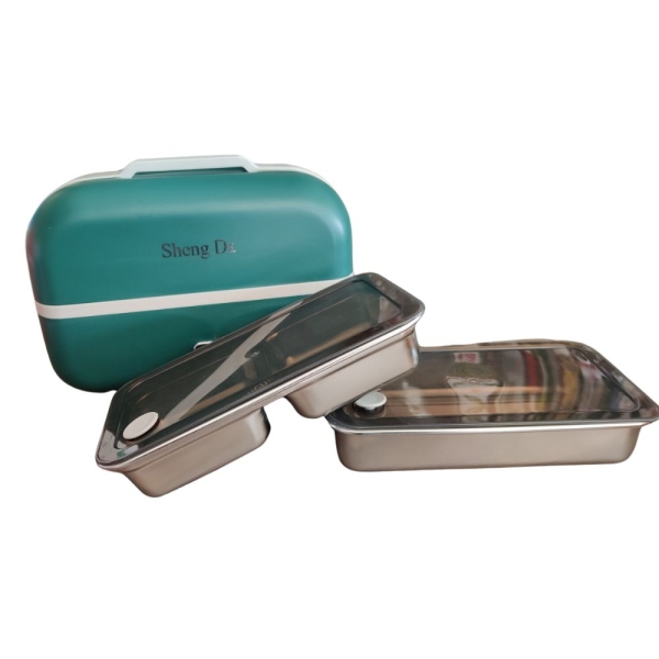 Cooking And Warming Two Layers Electric Lunch Box Green - Image 2