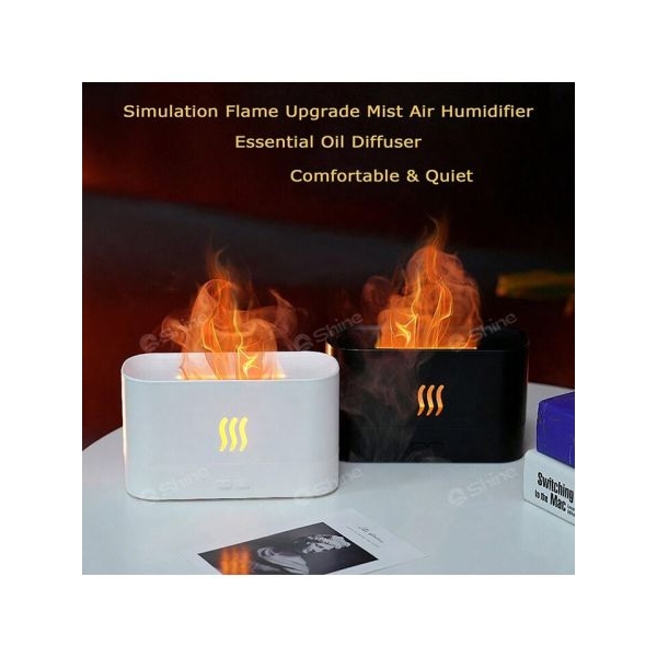 Cool Mist Humidifier with Fire Flame Effect, USB Desktop Aroma Diffuser, Quiet Personal Air Freshener for Home & Office - Image 2