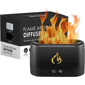 Cool Mist Humidifier with Fire Flame Effect, USB Desktop Aroma Diffuser, Quiet Personal Air Freshener for Home & Office