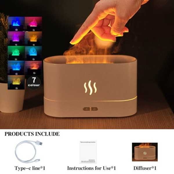 Cool Mist Humidifier with Fire Flame Effect, USB Desktop Aroma Diffuser, Quiet Personal Air Freshener for Home & Office - Image 3