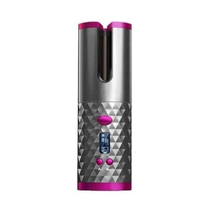 Cordless Auto Rotating Ceramic Hair Curler USB Rechargeable Curling Iron LCD Display Temperature Adjustable Curling Wave Styler
