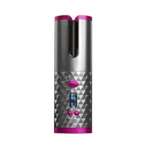 Cordless Auto Rotating Ceramic Hair Curler USB Rechargeable Curling Iron LCD Display Temperature Adjustable Curling Wave Styler