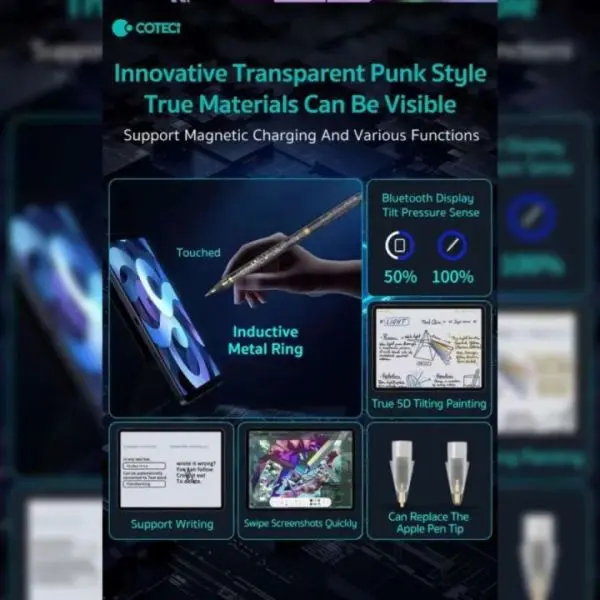 Coteci Punk Transparent Active Stylus Pen For Pad Use - Image 3