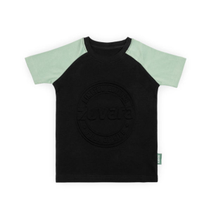 Cotton Embossed T-Shirt for Boy and Girl (Black and Turquoise Green)