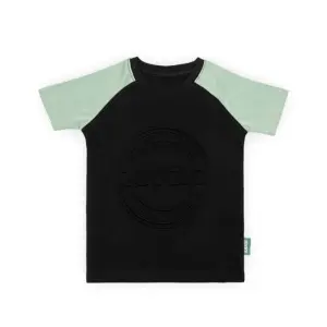 Cotton Embossed T-Shirt for Boy and Girl (Black and Turquoise Green)