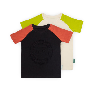 Cotton Embossed T-Shirt for Boy and Girl pack of two (Brown and Green)