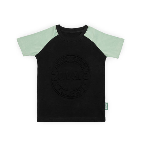 Cotton Embossed T-Shirt for Boy and Girl pack of two (Green and Turquoise Green) - Image 3