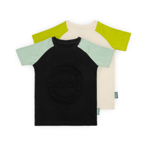 Cotton Embossed T-Shirt for Boy and Girl pack of two (Green and Turquoise Green)