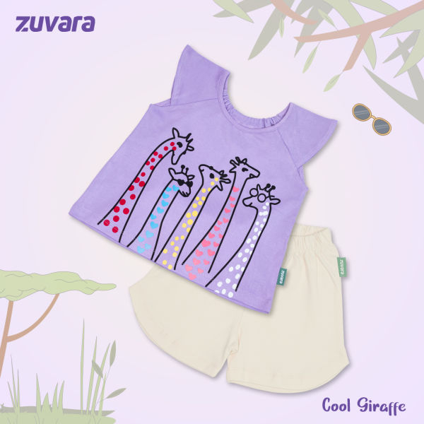 Cotton Top and shorts for Girls (Cool Giraffe) - Image 4