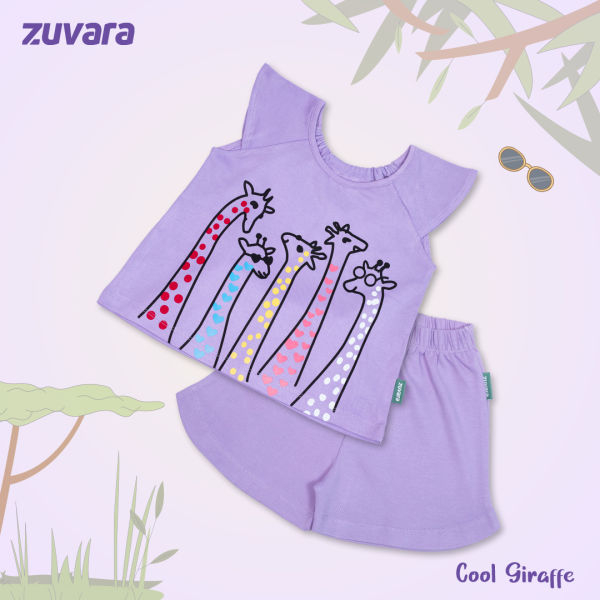 Cotton Top and shorts for Girls (Giraffe) - Image 4