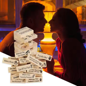 Couple Stacking Tower Block Game Jenga Block Game Zenga Valentine's Day Love Theme Tumbling Tower Challenge