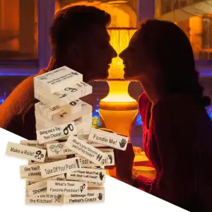 Couple Stacking Tower Block Game Jenga Block Game Zenga Valentine's Day Love Theme Tumbling Tower Challenge