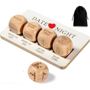 Couples Date Night Dice – Wooden Game Set for Romantic Ideas & Fun Activities – Perfect Gift for Him & Her"
