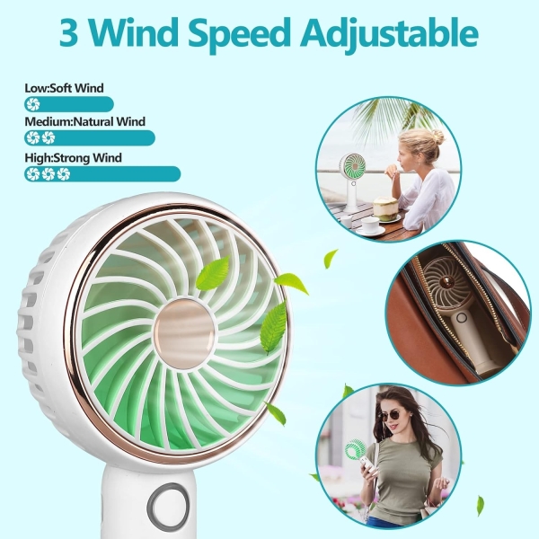 Powerful and Cute Design Mini Portable Handheld Fan with USB Rechargeable Base - Image 2