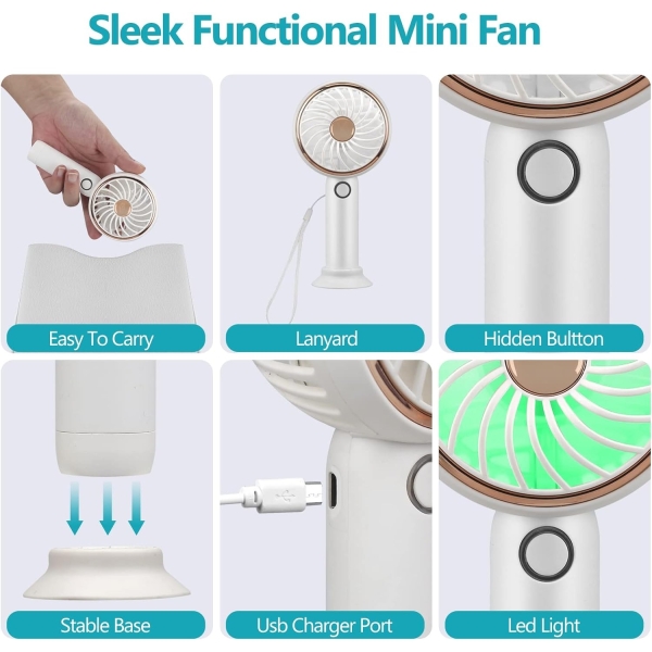 Powerful and Cute Design Mini Portable Handheld Fan with USB Rechargeable Base - Image 4