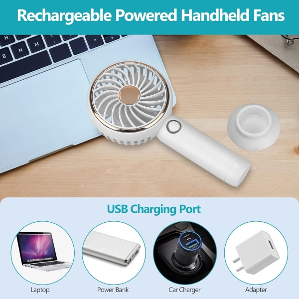 Powerful and Cute Design Mini Portable Handheld Fan with USB Rechargeable Base - Image 5