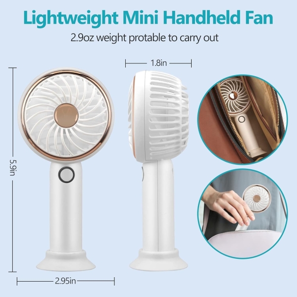 Powerful and Cute Design Mini Portable Handheld Fan with USB Rechargeable Base - Image 3